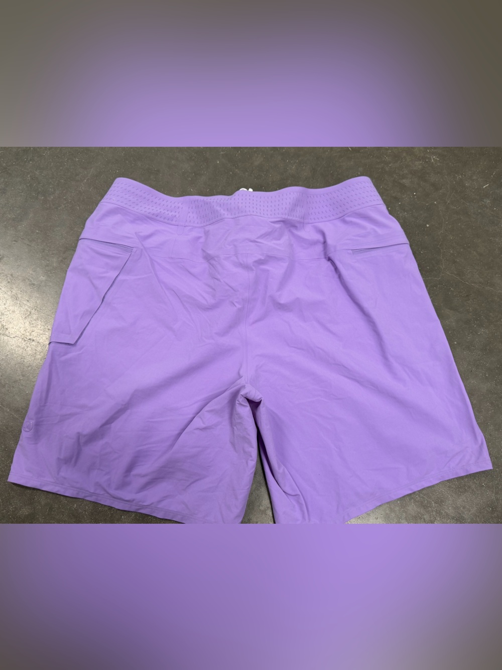 lululemon men lilac athletic shorts with white drawstring - Picture 2 of 3